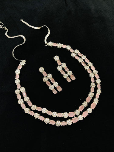 Pink Stone Necklace Set